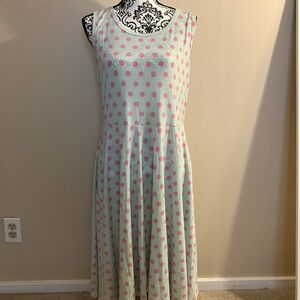 LulaRoe Nikki Polka Dot Sleeveless Dress - Pink and Mint
